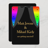 ハートアグロープライドゲイ結婚式の日付を保存 招待状 (正面/裏面)