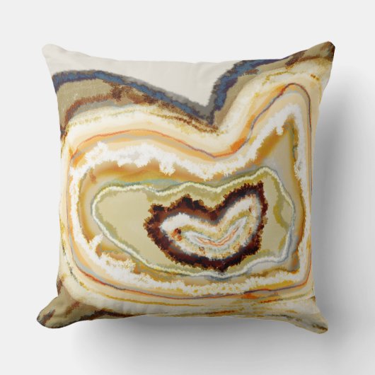 ハートアゲートグラフィックジェードブルーオレンジクリーム クッション (正面)