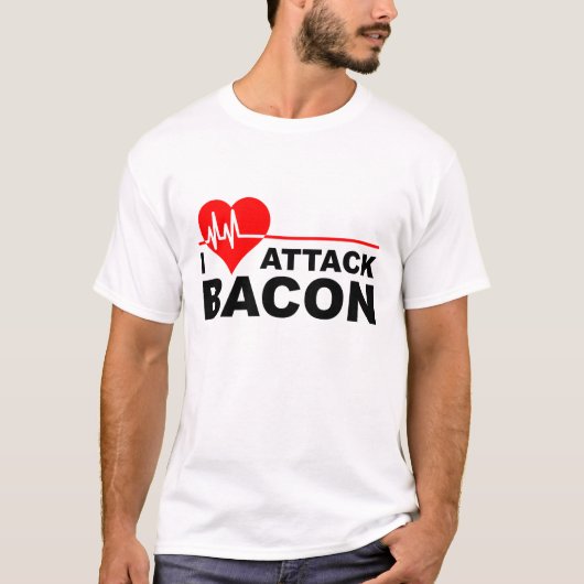 ハートアタック ベーコン おもしろTシャツ Tシャツ (正面)