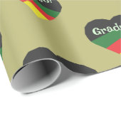 ハートアフリカ系アメリカ人の大学院金ゴールド ラッピングペーパー (ロールコーナー)