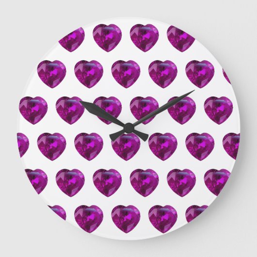 ハートアメジストジェムストーンの2月パープルラージC ラージ壁時計 (正面)