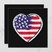ハートアメリカ国旗4thオブジュライ愛国アメリカンスターズ 招待状 (正面/裏面)
