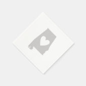 ハートアラバマ州シルエット スタンダードカクテルナプキン (角)