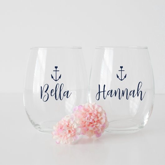 ハートアンカー パーソナライズドネーム バチェロレッテ ステムなしワイングラス