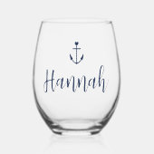ハートアンカー パーソナライズドネーム ブライズメイド ステムなしワイングラス (正面)