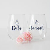ハートアンカー パーソナライズドネーム ブライズメイド ステムなしワイングラス