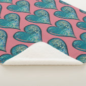 ハートアートワーク青とピンクのハート シェルパブランケット (3/4)