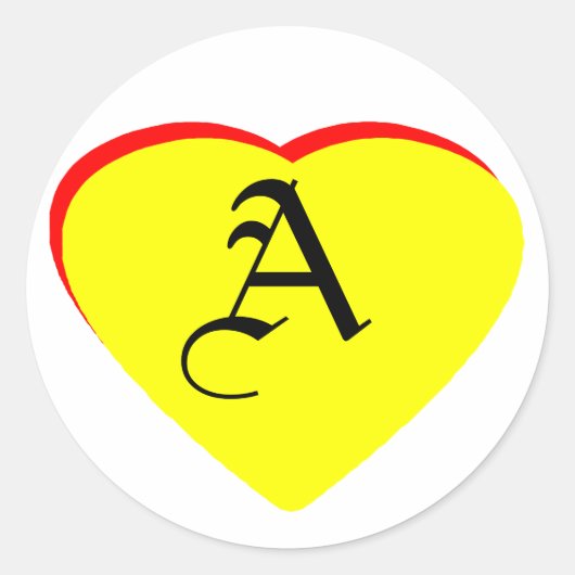 ハートイエローレッドA結婚式招待状ザ・ミュージアムZ ラウンドシール (正面)