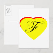 ハートイエローレッドF結婚式招待状ザ・ミュージアムZ インビテーションポストカード (正面/裏面)