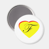 ハートイエローレッドF結婚式招待状ザ・ミュージアムZ マグネット (正面/裏面)