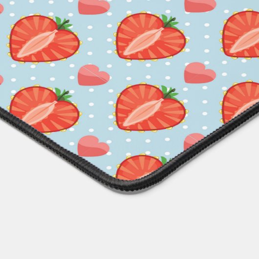 ハートイチゴと水玉模様とハート デスクマット (コーナー)