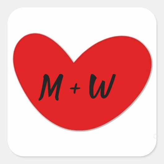 ハートイニシャルシール スクエアシール (正面)