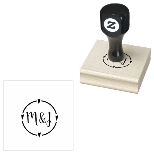ハートイニシャル結婚のロゴデザインスタンプ ラバースタンプ (押印)