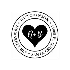 ハートイニシャル |ラウンド結婚の差出人住所 ラバースタンプ