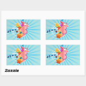 ハートイラストレーション 長方形シール (シート)