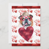 ハートイングリッシュブルドッグ犬愛好家バレンタインギフト シーズンカード (正面)