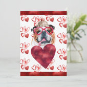 ハートイングリッシュブルドッグ犬愛好家バレンタインギフト シーズンカード (スタンド正面)