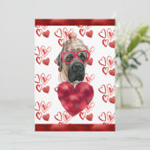 ハートイングリッシュマスティフ犬の恋人バレンタインギフト シーズンカード (スタンド正面)