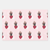 ハートイングリッシュマスティフ犬の恋人バレンタインギフト ラッピングペーパーシート (正面2)