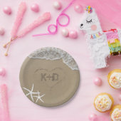 ハートインサンドヒトデ夏ビーチ結婚式 ペーパープレート (パーティー)