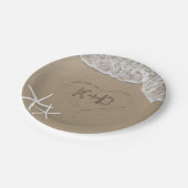 ハートインサンドヒトデ夏ビーチ結婚式 ペーパープレート (アングル)