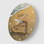 ハートインサンドビーチショアトロピカル海ビュー ラージ壁時計 (傾斜)