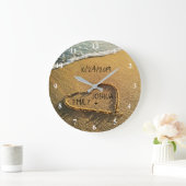 ハートインサンドビーチショアトロピカル海ビュー ラージ壁時計 (ホーム)