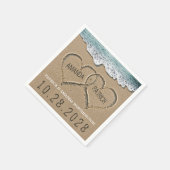ハートインサンドビーチショア結婚ズナプキンス スタンダードカクテルナプキン (角)