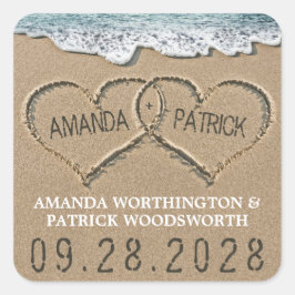 ハートインサンドビーチショア結婚式の引き出物 スクエアシール
