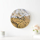 ハートインサンドビーチトロピカル海ビューカスタム ラージ壁時計 (ホーム)