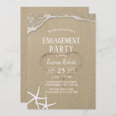 ハートインサンドビーチ結婚式婚約パーティ 招待状 (正面/裏面)