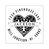 ハートインサークルアートスタンプ差出人住所 ラバースタンプ (インプリント)