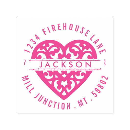 ハートインサークルセルフインク差出人住所スタンプ セルフインキングスタンプ (デザイン)