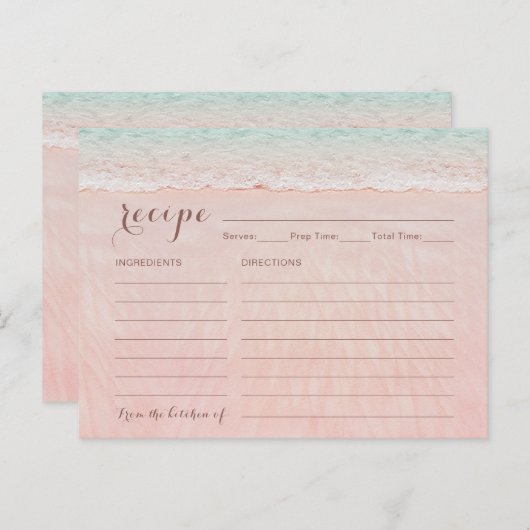 ハートインザサンドビーチブライダルシャワーレシピカード ポストカード (正面/裏面)