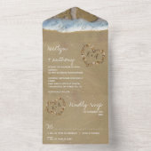 ハートインザサンドモノグラムビーチ結婚式 オールインワン招待状 (内側)