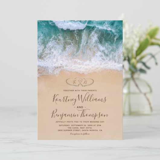 ハートインショアビーチ結婚式 招待状 (スタンド正面)