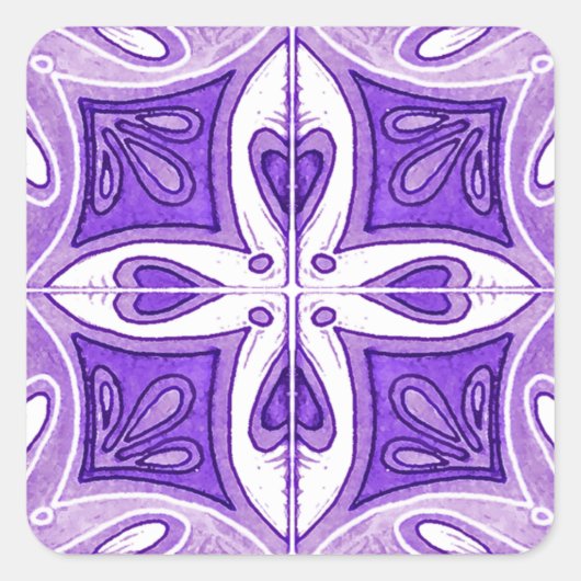 ハートインスパイアタイルbyポルトガルのアズレヨス紫 スクエアシール (正面)