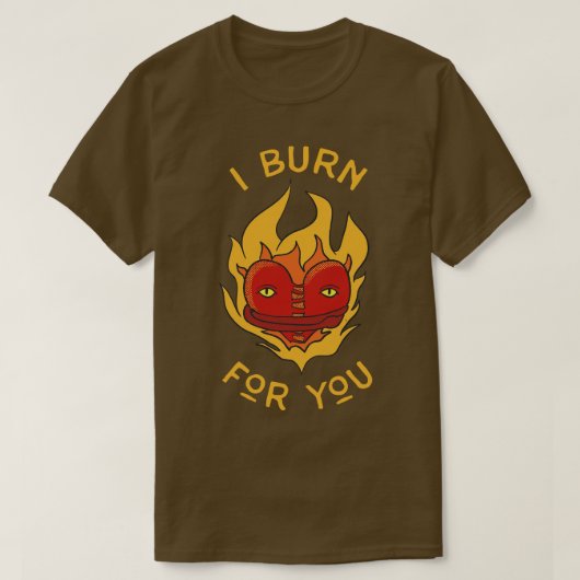 ハートインフレイムバッジヴィンテージタトゥーアート Tシャツ (デザイン正面)