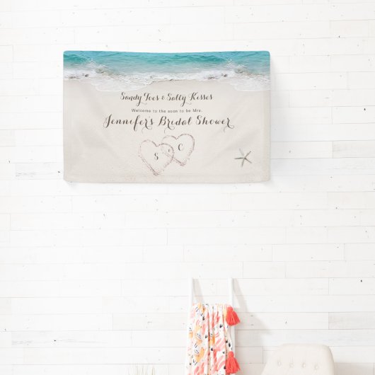 ハートイン砂ビーチブライダルシャワー歓迎 横断幕 (インサイチュ)