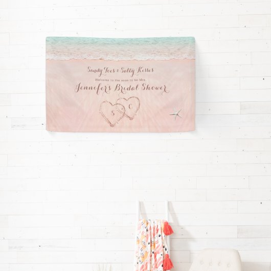 ハートイン砂ビーチブライダルシャワー歓迎 横断幕 (インサイチュ)
