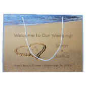 ハートイン砂ビーチ目的地ウェディングウェルカム ラージペーパーバッグ (裏面)