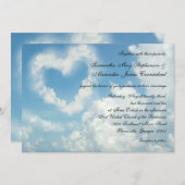 ハートイン雲、ブルースカイロマンチック招待状 招待状 (正面/裏面)
