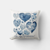 ハートインDelft Blue、バレンタイン クッション (正面)