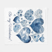 ハートインDelft Blue、バレンタイン フリースブランケット (正面(横))