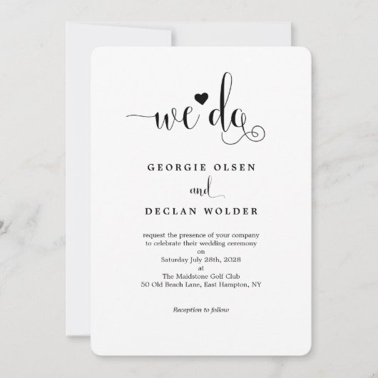 ハートウィドカリグラフィー結婚式招待状 招待状 (正面)