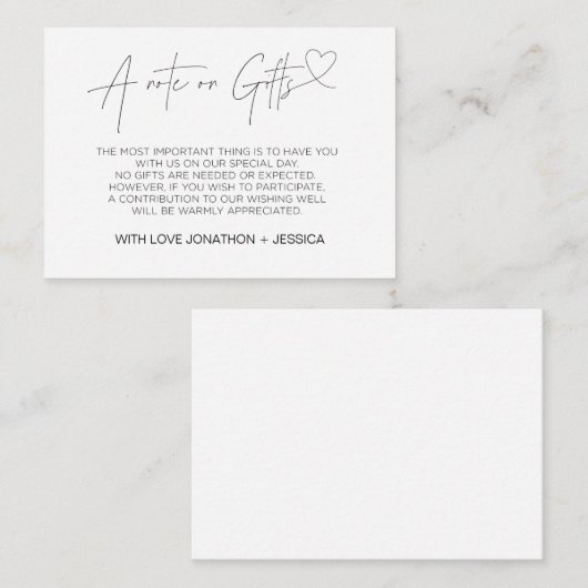 ハートウィングウェル婚約ウェディング招待カード エンクロージャーカード (正面/裏面)