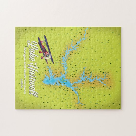 ハートウェル・ジョージア湖とサウスカロライナの米国の地図 ジグソーパズル (横)