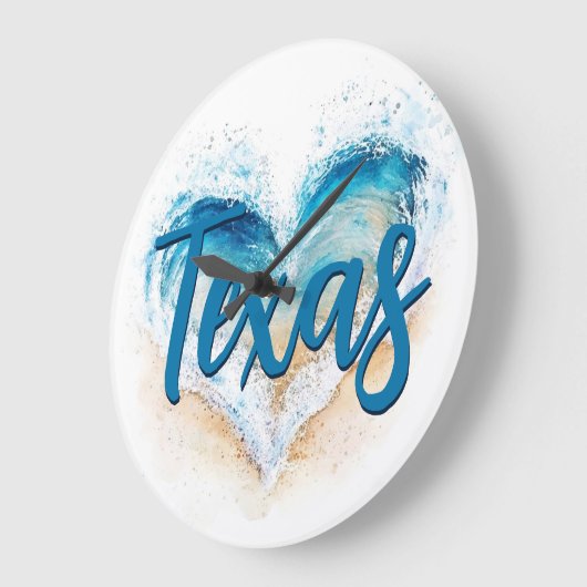 ハートウェーブテキサス州ビーチ ラージ壁時計 (傾斜)