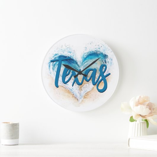 ハートウェーブテキサス州ビーチ ラージ壁時計 (ホーム)