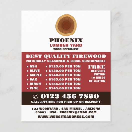 ハートウッドのロゴ、木材/木材/木材ヤード広告 チラシ (正面)